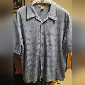 YMLA button down club shirt 1990s vintage blue XL